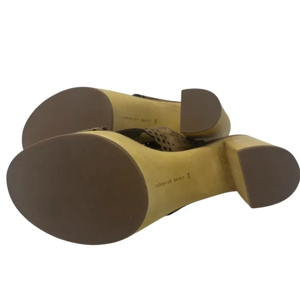 Veronica Beard Gaynor Clog Sandals Suede Scalloped Hazelwood Brown Size 10‎